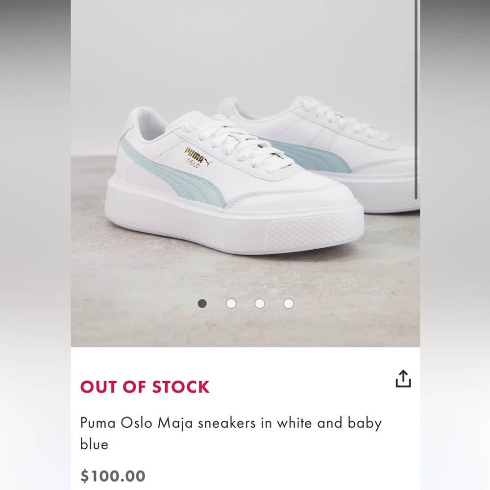 Puma Osla Maia platform sneakers in white and blue SIZE 10.5
